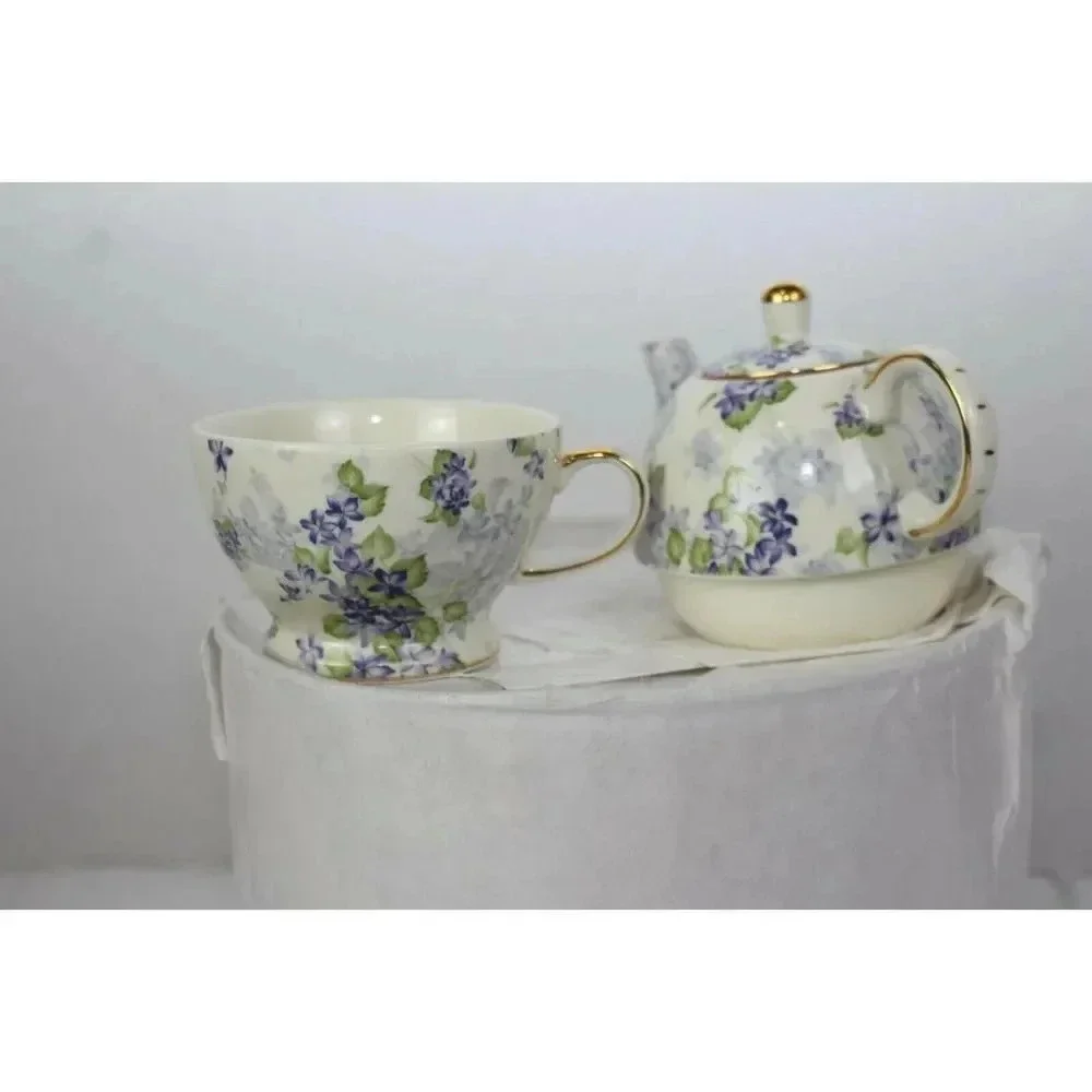 EC NICE PEPPERTREE TEA WARE TEA CUP AND TEAPOT SET FOR 1
